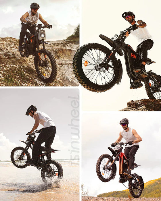 isinwheel R8 Electric Dirt Bike - 48V 27Ah 3000W, 35 MPH Max Speed, 150-Mile Range, 330 lbs Max Load - 100% Financing Available!