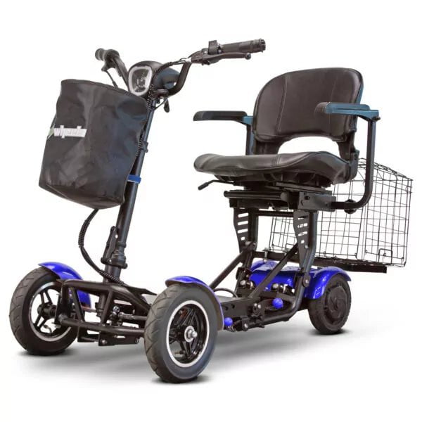 EWheels Electric Scooter Blue and Black EWheels EW-22 - 36V 250W Lightweight 4-Wheel Electric Scooter - 25 Mile Range, extra large storage basket, 275 lb weight capacity