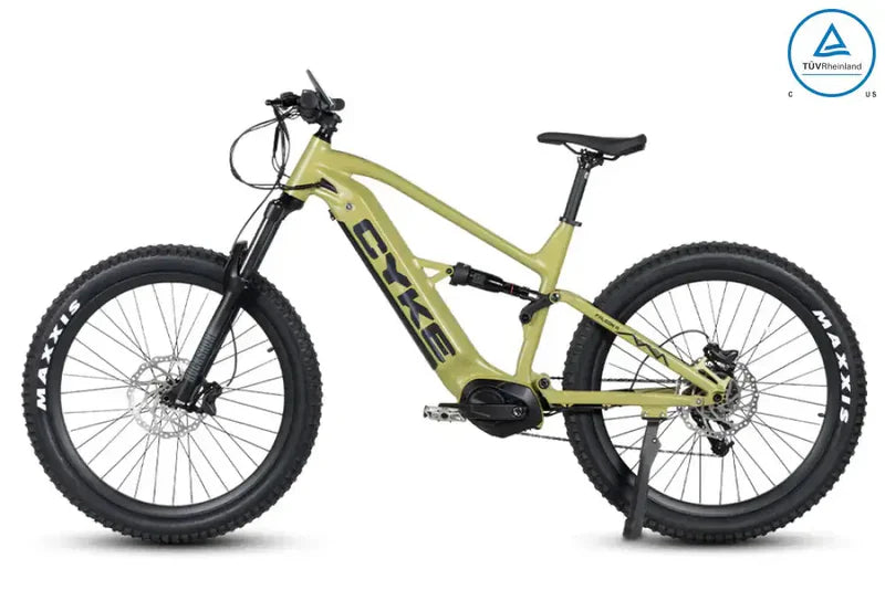 Cyke Falcon A Full Suspension All Terrain 500W (750W Peak) Bafang Mid-Drive Electric Bike - 48V 15Ah, 28 MPH, 75 Mile Range, Hydraulic Brakes, 9-Speed - 100% Financing Available!