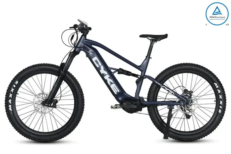 Cyke Falcon A Full Suspension All Terrain 500W (750W Peak) Bafang Mid-Drive Electric Bike - 48V 15Ah, 28 MPH, 75 Mile Range, Hydraulic Brakes, 9-Speed - 100% Financing Available!