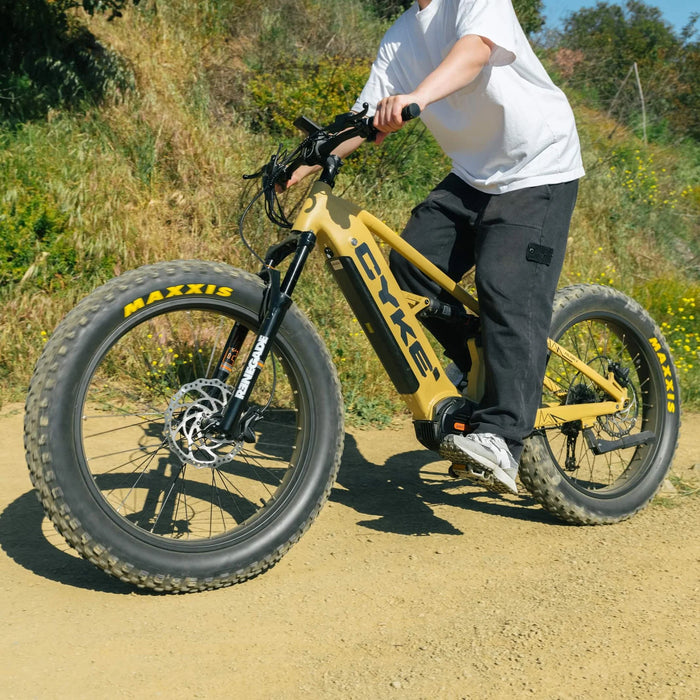 Cyke Falcon X Full Suspension 1000W Mid-Drive Fat Tire Electric Bike - 48V 20Ah, 28 MPH, 65 Mile Range, Hydraulic Brakes. 9-Speed - 100% Financing Available!