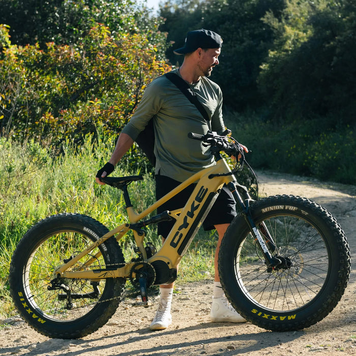 Cyke Falcon X Full Suspension 1000W Mid-Drive Fat Tire Electric Bike - 48V 20Ah, 28 MPH, 65 Mile Range, Hydraulic Brakes. 9-Speed - 100% Financing Available!