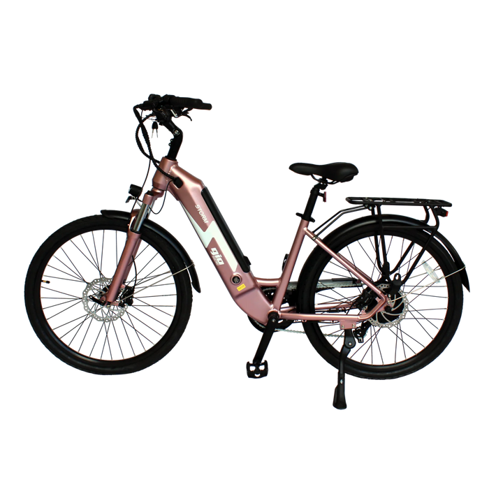 Gio Electric Bikes GIO STORM ELECTRIC BIKE ROSE GOLD WITH INTEGRATED SAMSUNG BATTERY