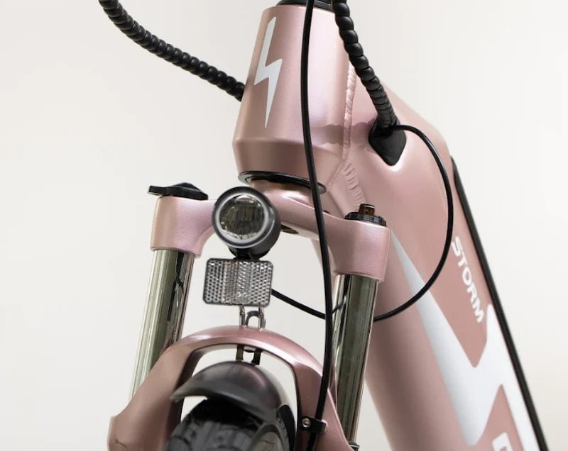 e bike damen rosegold GIO STORM STEP-THRU ELECTRIC BIKE ROSE GOLD WITH INTEGRATED SAMSUNG BATTERY - 48V 13Ah 500W, top speed 20 mph, range 46 miles