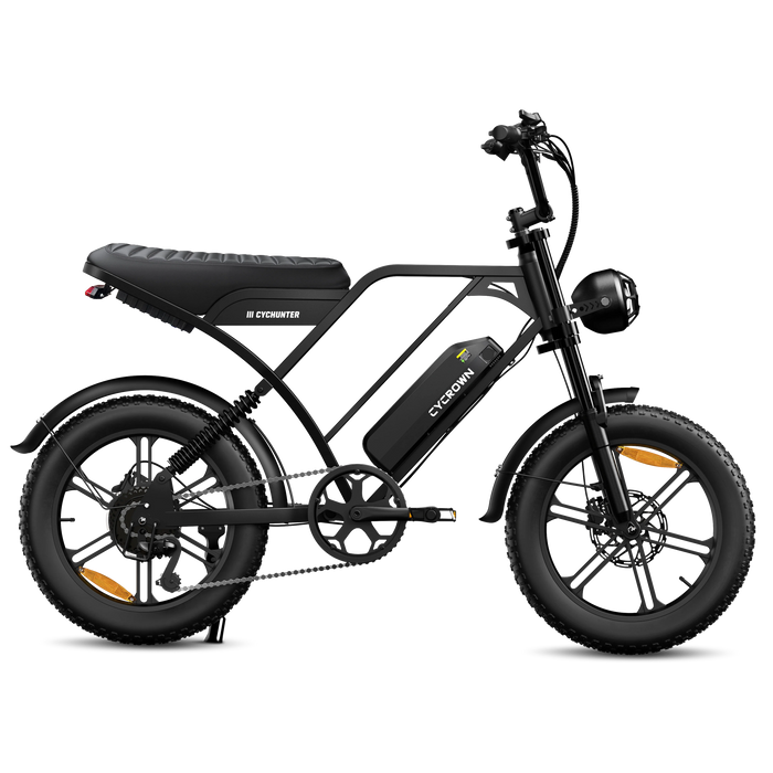 Cycrown CycHunter/CycHunter 2.0 -  48V 13Ah 1000W/1500W peak Class 3 Moped-Style Electric Bike - Full Suspension, Shimano 7-Speed - 100% Financing Available!