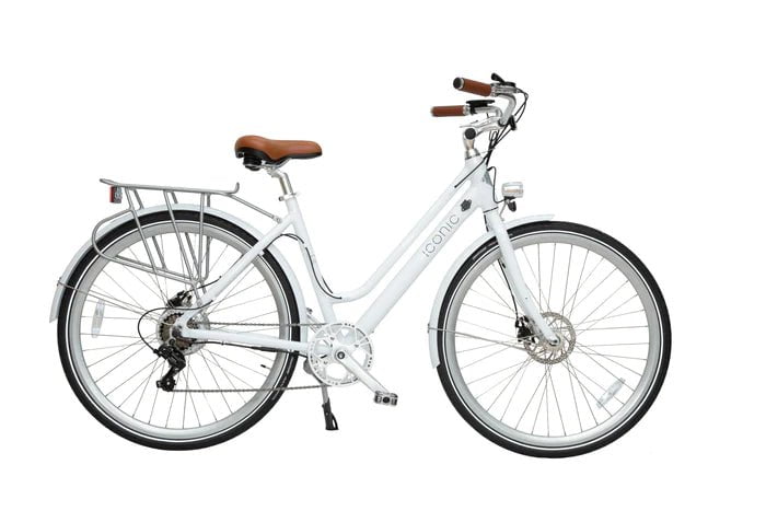 Iconic Electric Bikes White ICONIC ULTRALIGHT STEP-THROUGH 350W Motor 36V 7Ah speed up to 20 MPH