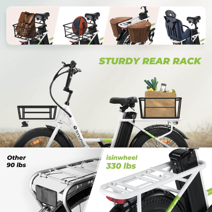 Isinwheel Electric Bikes Isinwheel U7 500W Cargo Bike - 48V 10.4Ah Battery 7 Speed - Financing Available!