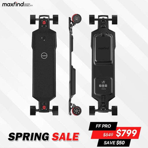 Maxfind Electric Skateboard MAXFIND FF PRO (NEW) Electric Skateboard - up to 27 Mile Range, 28 mph top speed, 35% hill climbing - $799 Sale - Financing Available!