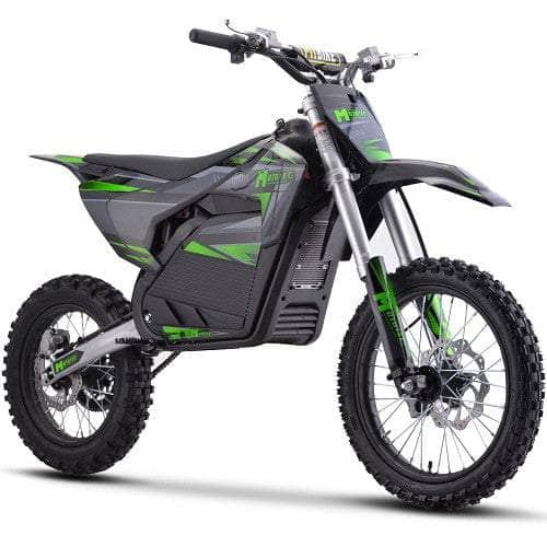 Mototec Electric Dirt Bikes Green NEW!  MotoTec 72V Pro Electric Dirt Bike 5000w Lithium, 30Ah, brushless, front and rear suspension and hydraulic brakes, bluetooth