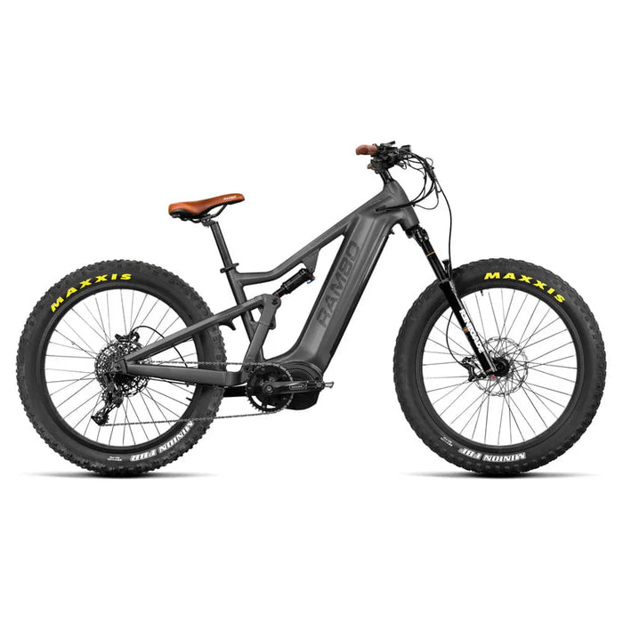 Rambo E-Bike Gunmetal Gray and Buckskin / Medium Dominator UltraDrive Fat Tire All-Terrain Electric Bike - 48V 15Ah 1000W full suspension hydraulic brakes