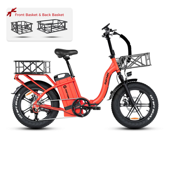Rattan Foldable Ebikes 40AH Removable Battery 20