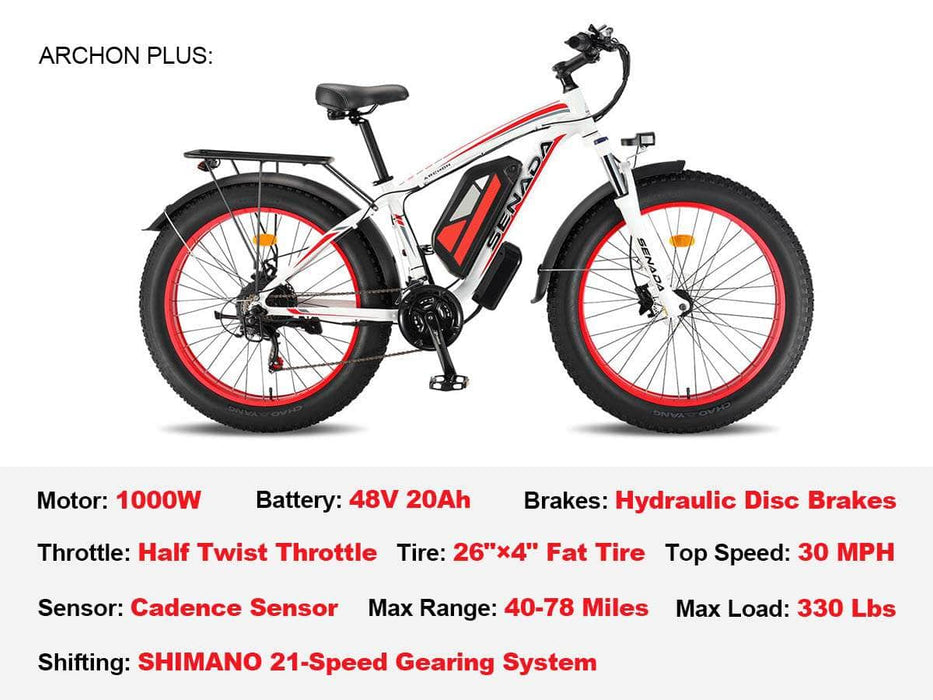 Senada ARCHON PLUS SENADA ARCHON PLUS - All Terrain Fat Tire EBike | 1000W 48V - Financing Available!