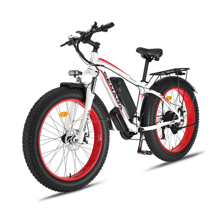 Senada Electric Bikes White Red SENADA ARCHON All Terrain Fat Tire EBike | 1000W 48V