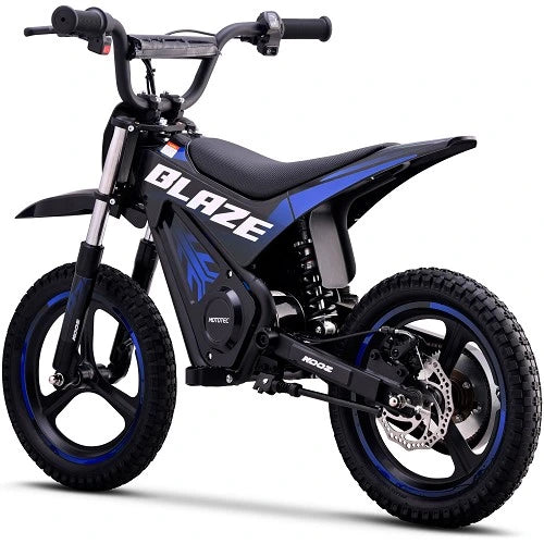 MotoTec 36V 350W (500W peak) Blaze Electric Dirt Bike, 5.2Ah, front and rear suspension, variable full twist throttle - 100% Financing Available!