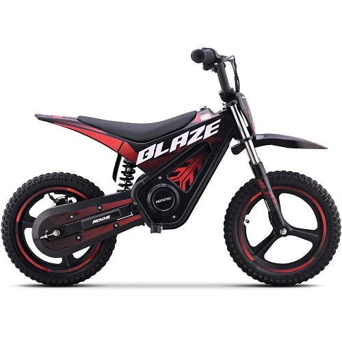 MotoTec 36V 350W (500W peak) Blaze Electric Dirt Bike, 5.2Ah, front and rear suspension, variable full twist throttle - 100% Financing Available!