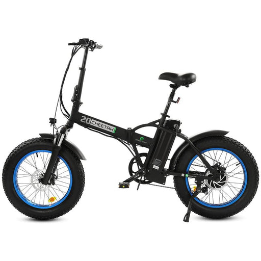 Ecotric Electric Bikes Black and Blue Ecotric 48V Portable Folding 500W Electric Fat Tire City Bike with LCD Display