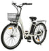 Ecotric Electric Bikes White Ecotric Peacedove 26" Electric Step-Thru Cruiser City Bike with basket and rear rack