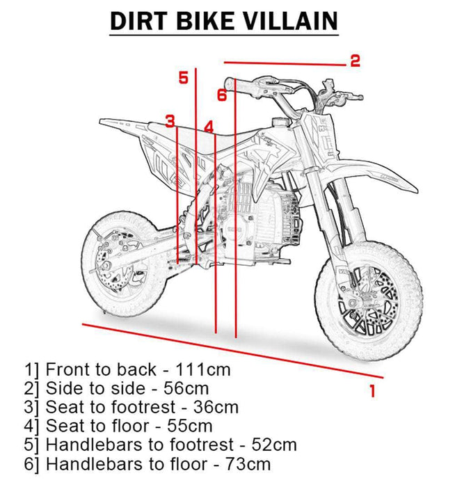Mototec Dirt Bike MotoTec Villain 52cc 2-Stroke Kids Gas Dirt Bike