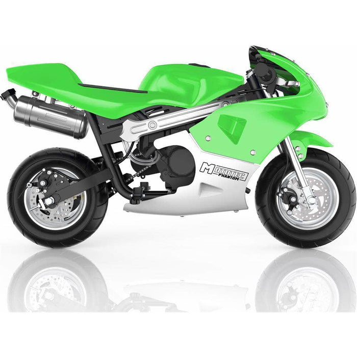 Mototec Electric Bikes Green MotoTec Phantom Gas Pocket Bike 49cc 2-Stroke