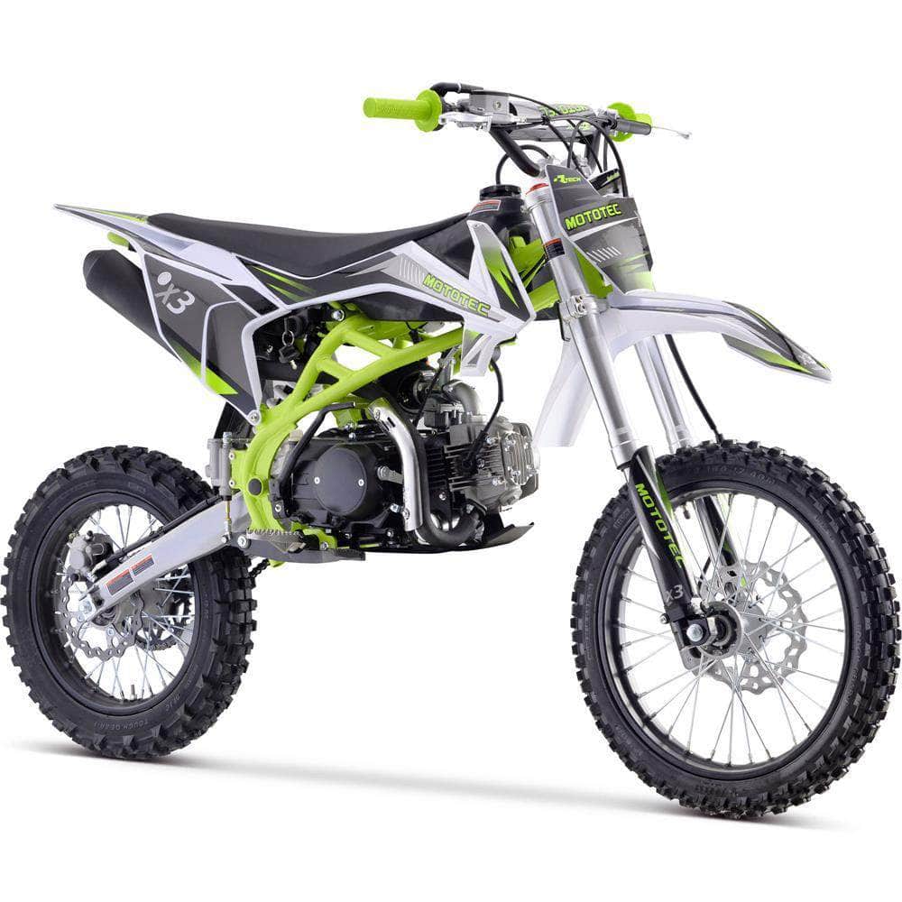 MotoTec X3 125cc 4-Stroke Gas Dirt Bike Green — Urban Bikes Direct