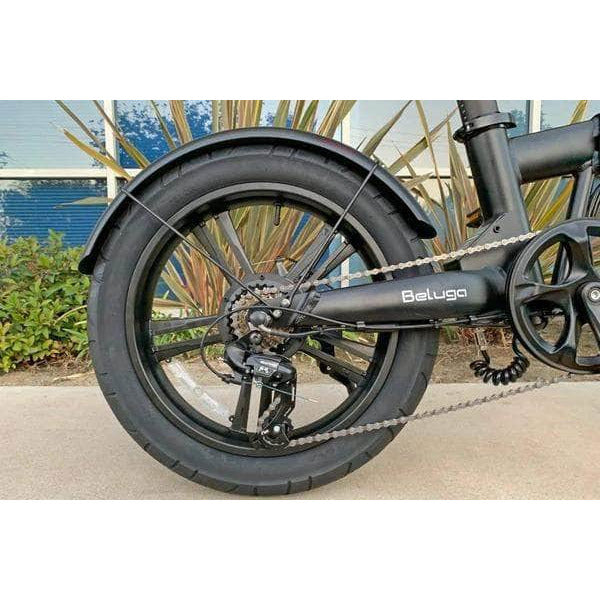 Qualisports Beluga Folding Fat Tire Electric City Bike 48V  500W  710.5Ah Geared Brushless Hub  Motor