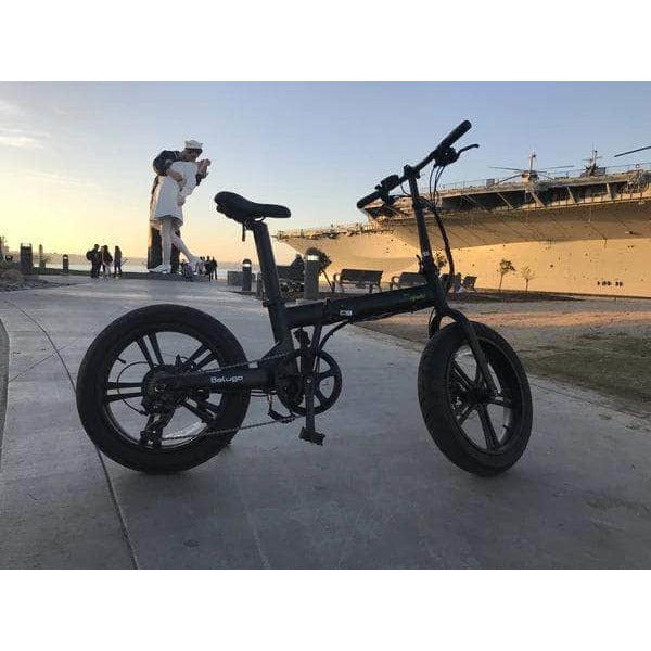 Sale Ends 9/14! Qualisports Beluga Folding Fat Tire Electric City Bike 48V 500W 710.5Ah Geared Brushless Hub Motor